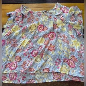 Zac & Rachel Woman Lightweight Floral Shirt w/ Flutter Sleeves Size 3X, NWT